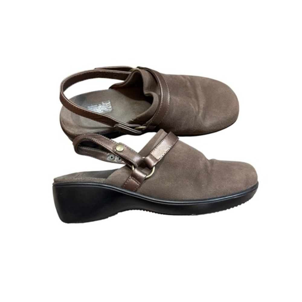 Vionic Taupe Suede Adelaide Orthopedic Comfort Wedge Clogs 8 Mininmalist Luxury - Picture 1 of 7